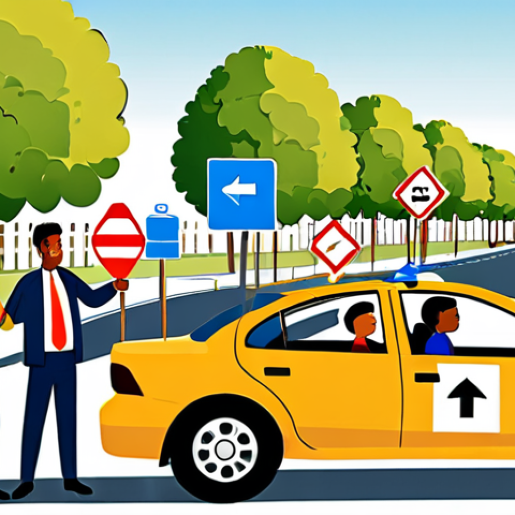**Image of a Driving Community Network**: Create an illustration showing a diverse group of drivers exchanging information and experiences in a friendly environment, such as a community meeting or online forum. Include elements that represent road safety, like traffic signs and accident prevention tips.