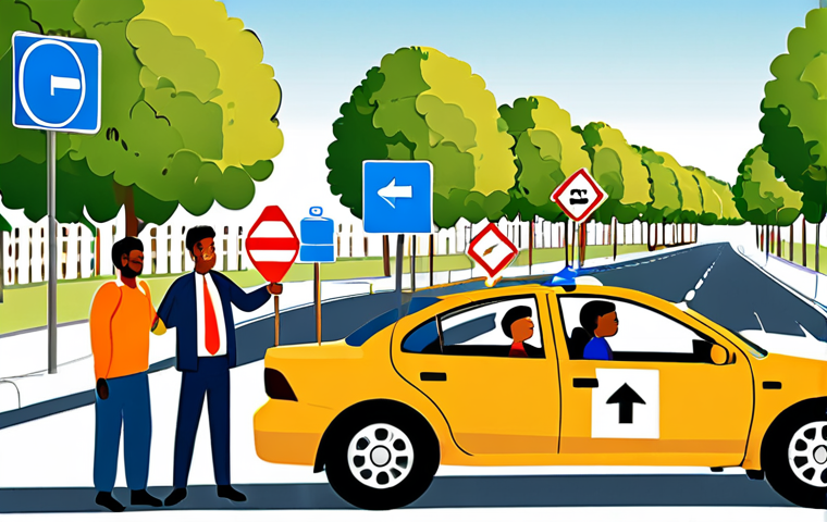 **Image of a Driving Community Network**: Create an illustration showing a diverse group of drivers exchanging information and experiences in a friendly environment, such as a community meeting or online forum. Include elements that represent road safety, like traffic signs and accident prevention tips.